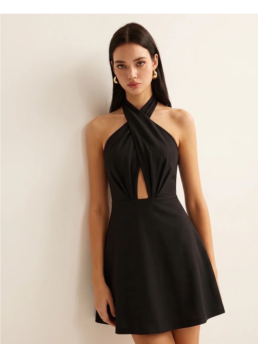 NWT✨Black Halter Fit-and-Flare Dress